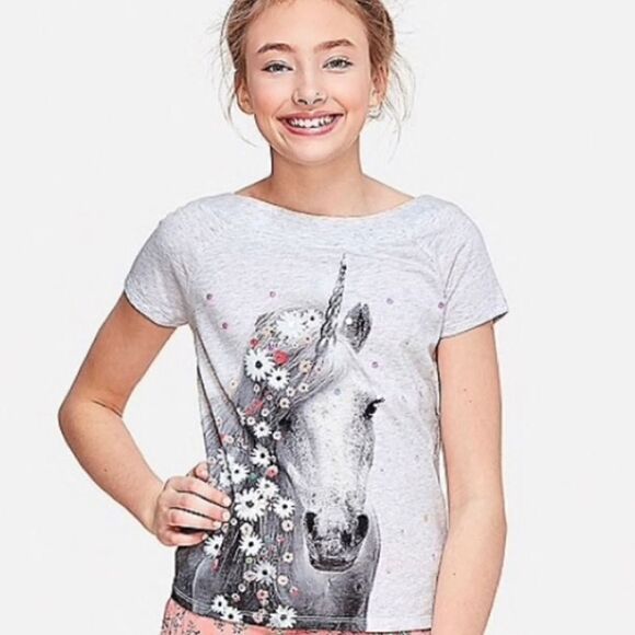 Justice Unicorn Graphic Sequins T-shirt 14/16 - Picture 1 of 9